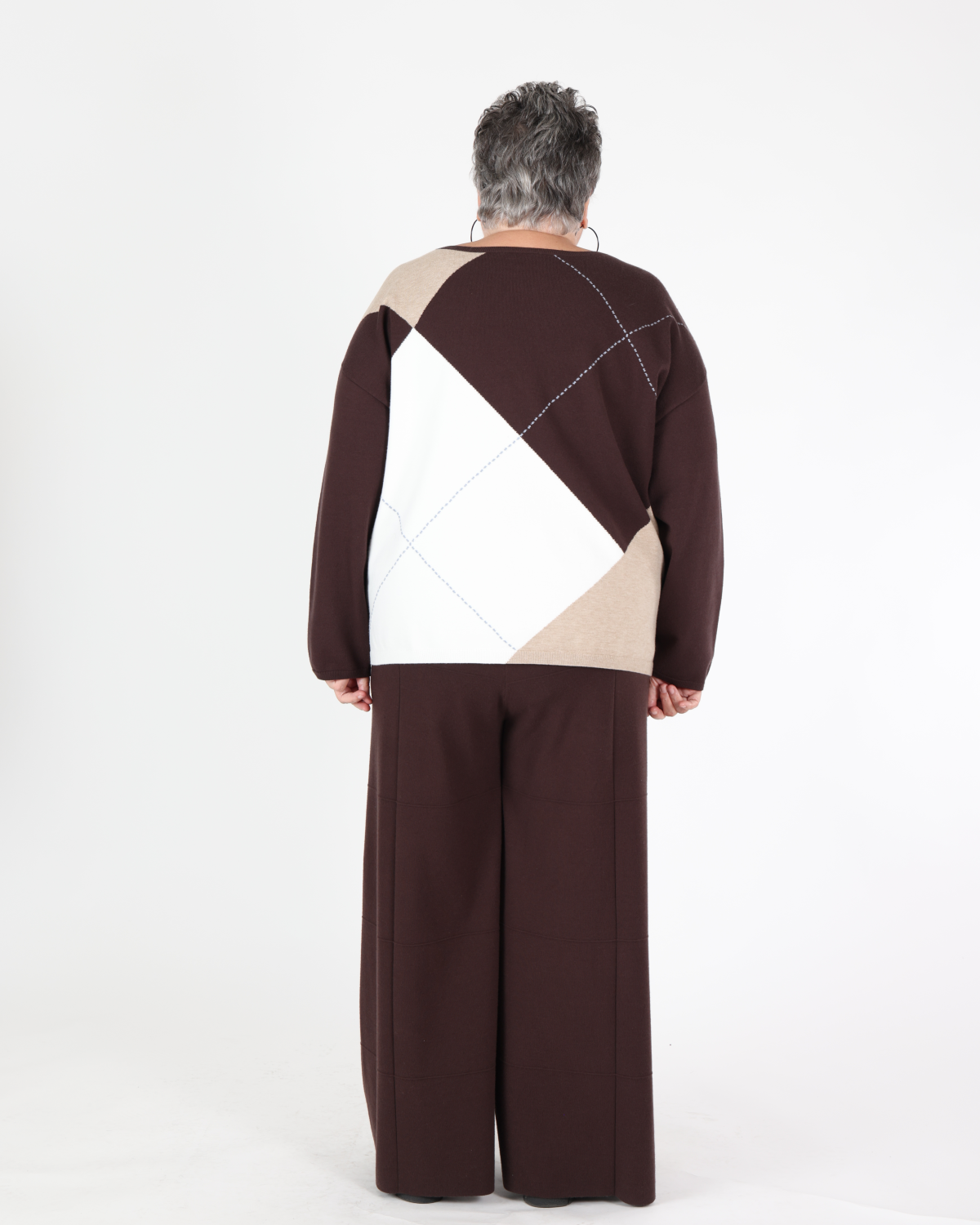 Pull ras-du-cou en tricot brossé motif argyle - Joseph Ribkoff