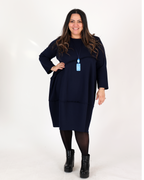 Robe droite bleu marine à coupe originale – Marie la Lune