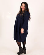 Robe droite bleu marine à coupe originale – Marie la Lune