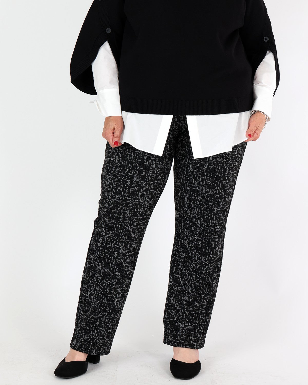 Pantalon droit à enfiler en jacquard abstrait - Joseph Ribkoff