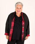 Veste matelassée Noire et Bordeaux à imprimé floral – Parsley & Sage