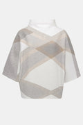 Tricot beige brossé à carreaux et col montant - Joseph Ribkoff