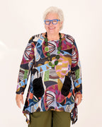 Multicolor printed asymmetrical tunic – Kozan