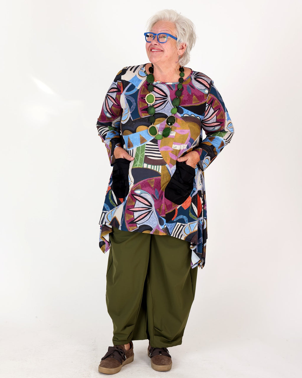 Multicolor printed asymmetrical tunic – Kozan
