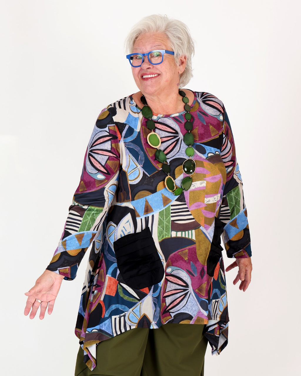 Multicolor printed asymmetrical tunic – Kozan