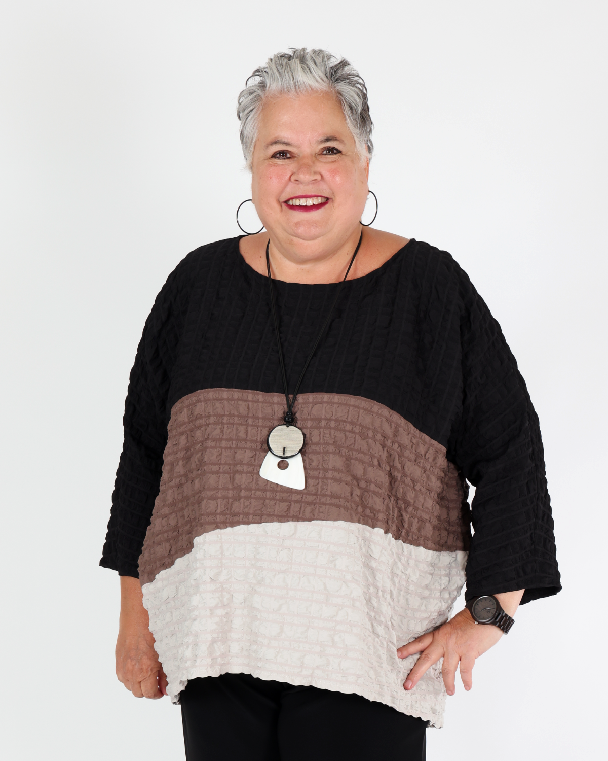Tunique boxy en jacquard color block - Joseph Ribkoff