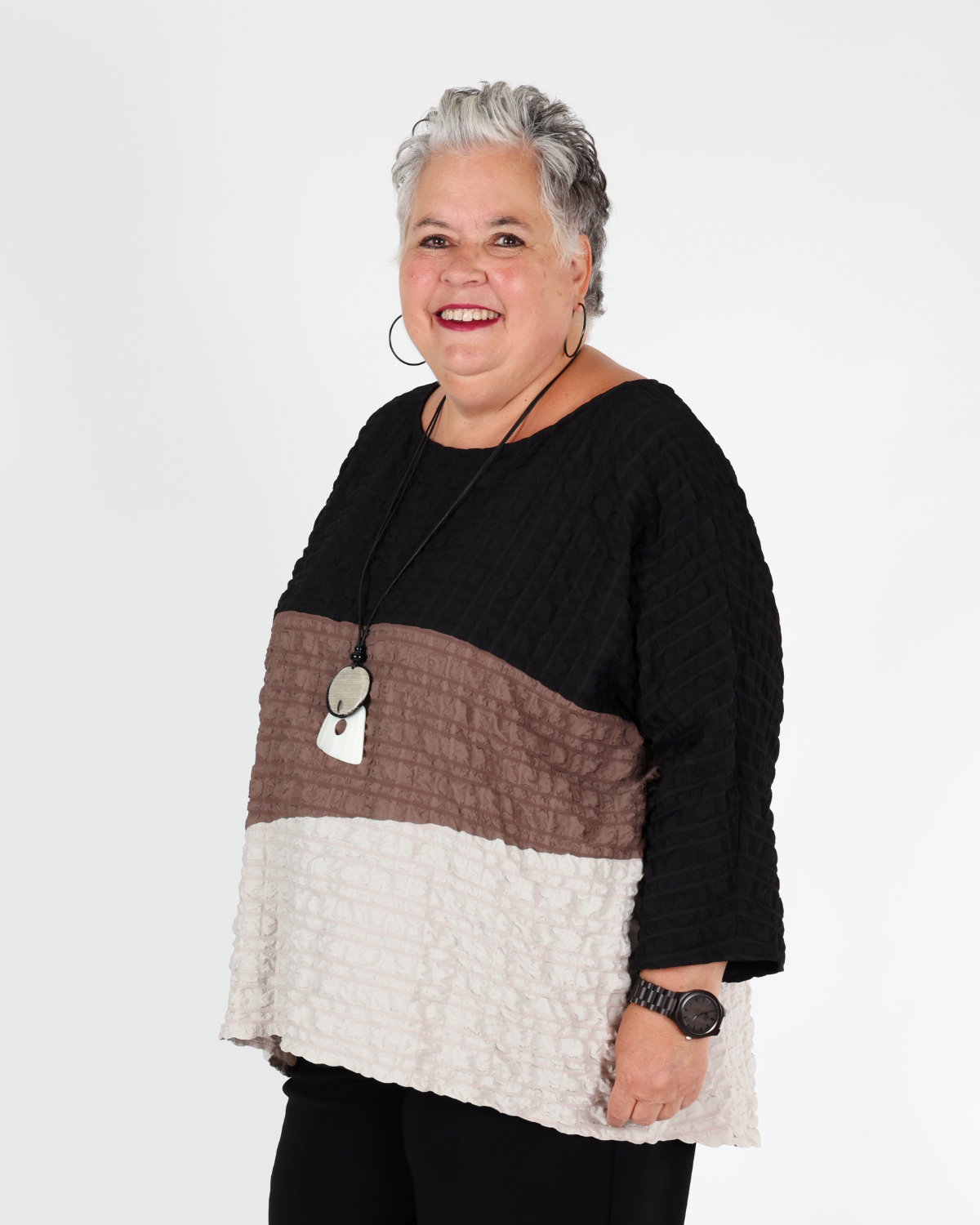 Tunique boxy en jacquard color block - Joseph Ribkoff