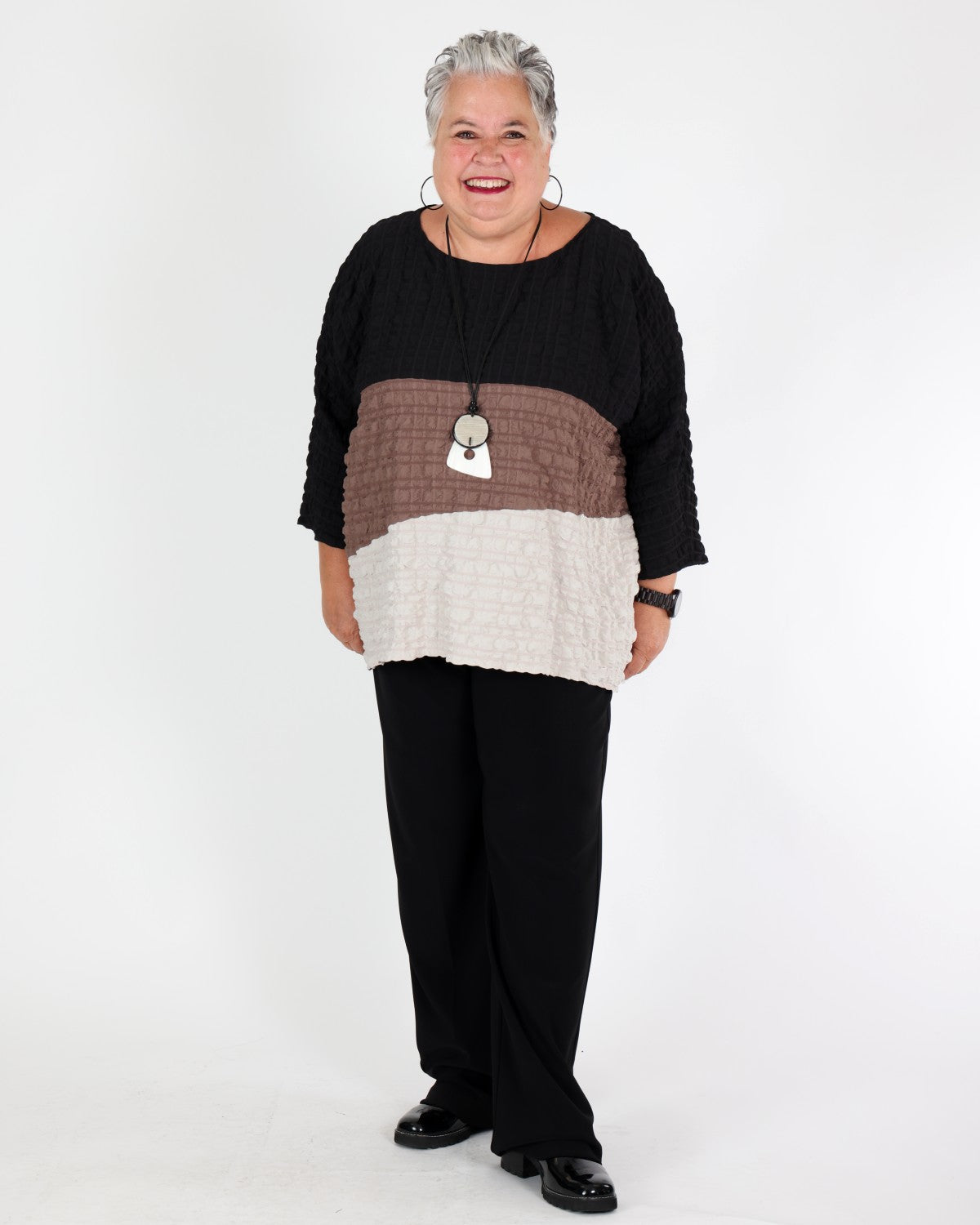 Tunique boxy en jacquard color block - Joseph Ribkoff