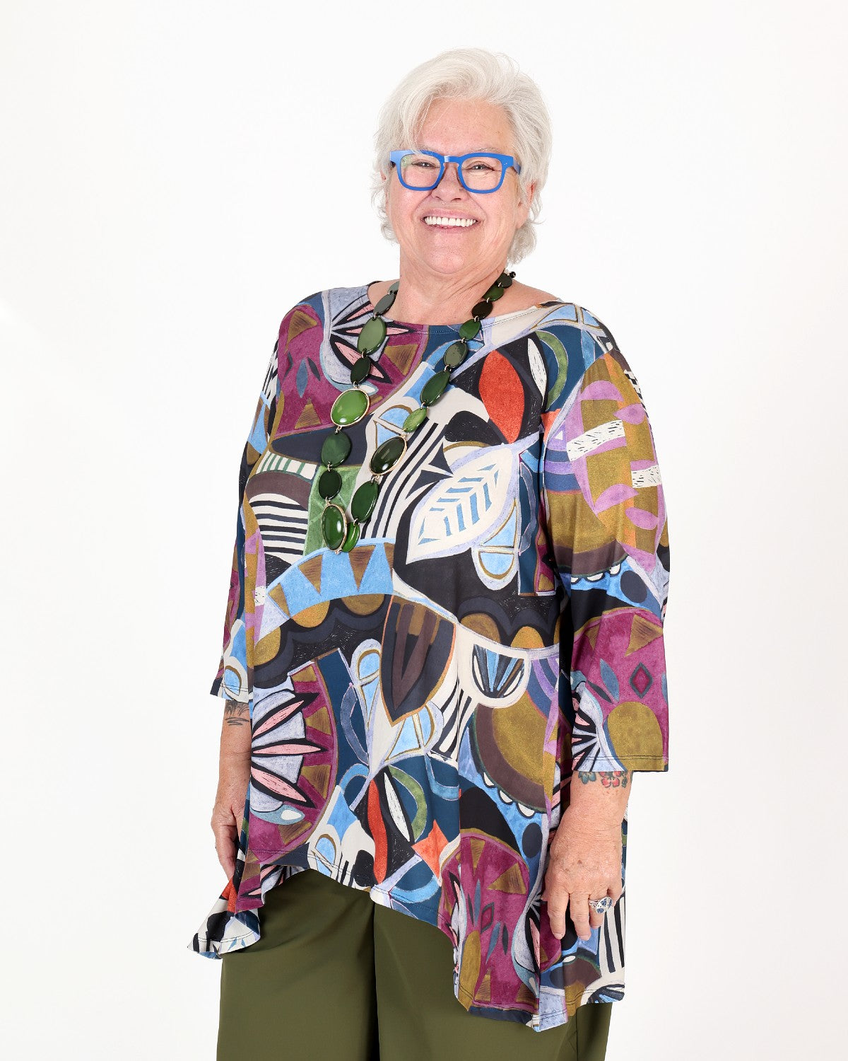 Multicolor asymmetrical flared tunic – Kozan
