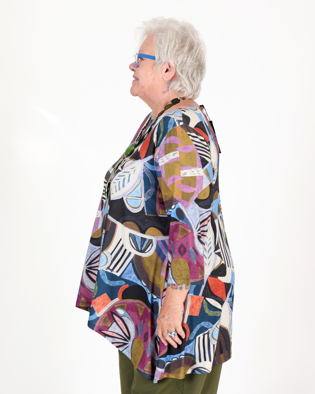 Multicolor asymmetrical flared tunic – Kozan