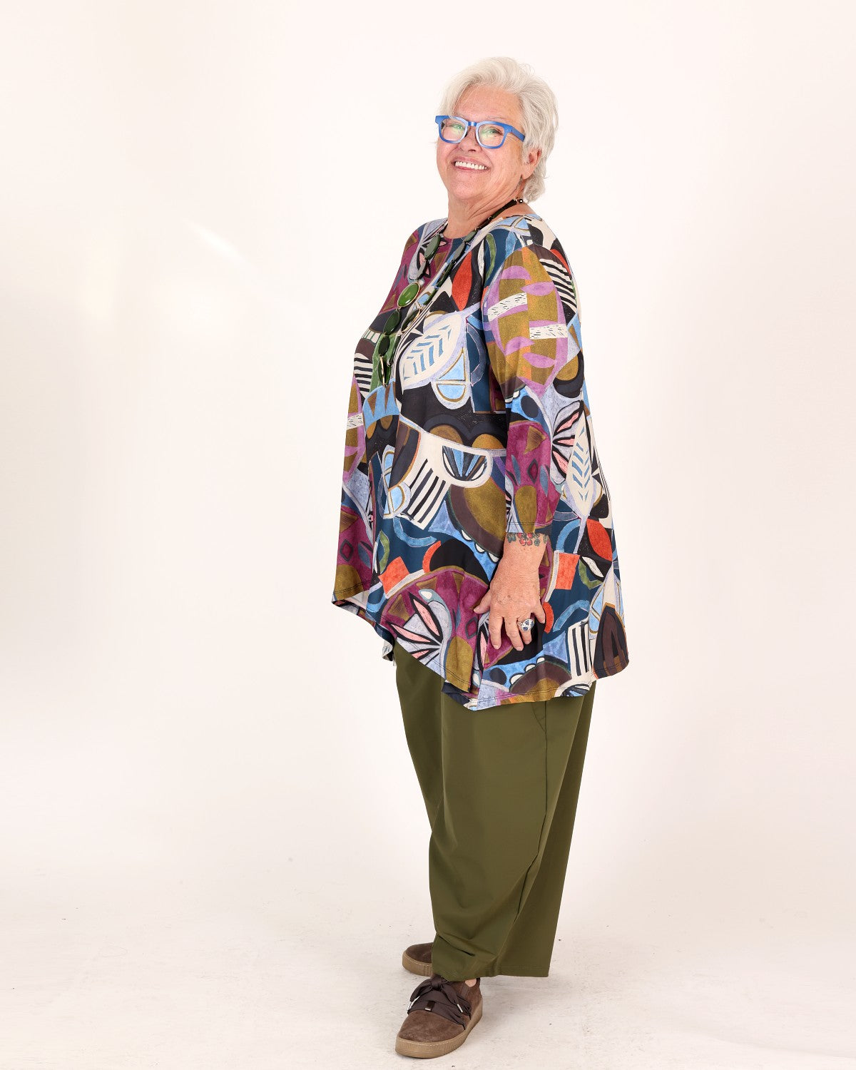 Multicolor asymmetrical flared tunic – Kozan