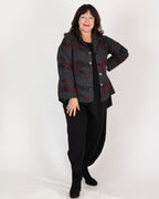 Veste réversible à imprimé floral Bordeaux et Gris – Parsley & Sage