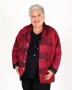 Veste matelassée Noire et Bordeaux à imprimé floral – Parsley & Sage