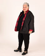 Veste matelassée Noire et Bordeaux à imprimé floral – Parsley & Sage