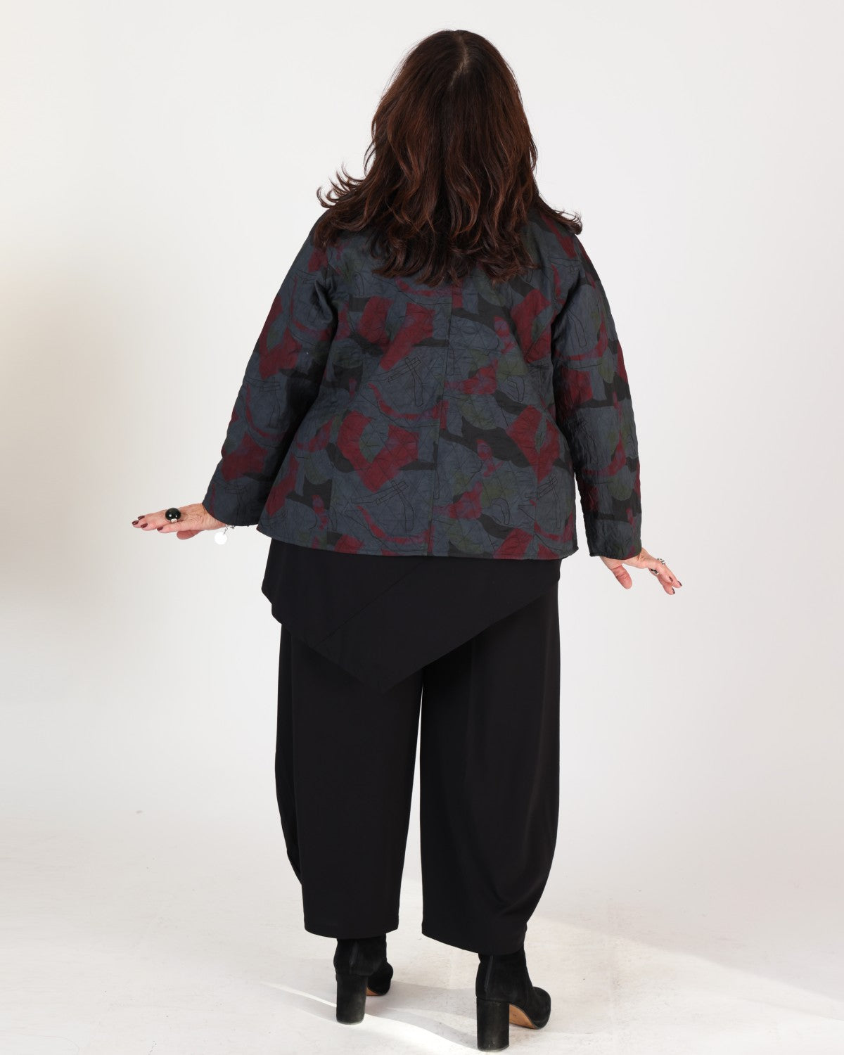 Veste réversible à imprimé floral Bordeaux et Gris – Parsley & Sage