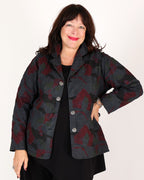 Veste réversible à imprimé floral Bordeaux et Gris – Parsley & Sage