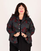 Veste réversible à imprimé floral Bordeaux et Gris – Parsley & Sage