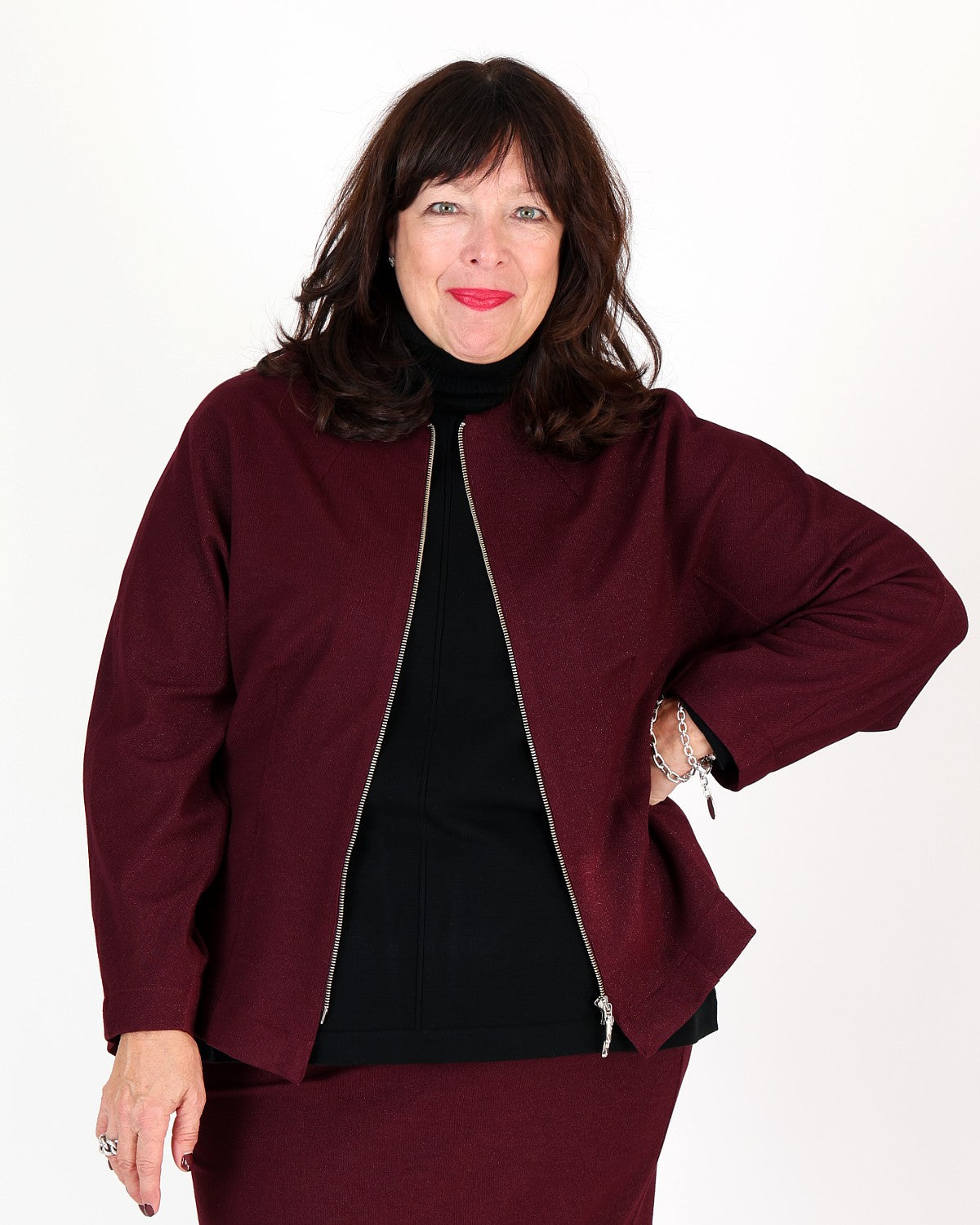 Veste Bordeaux à fermeture éclair Athéna – MAT