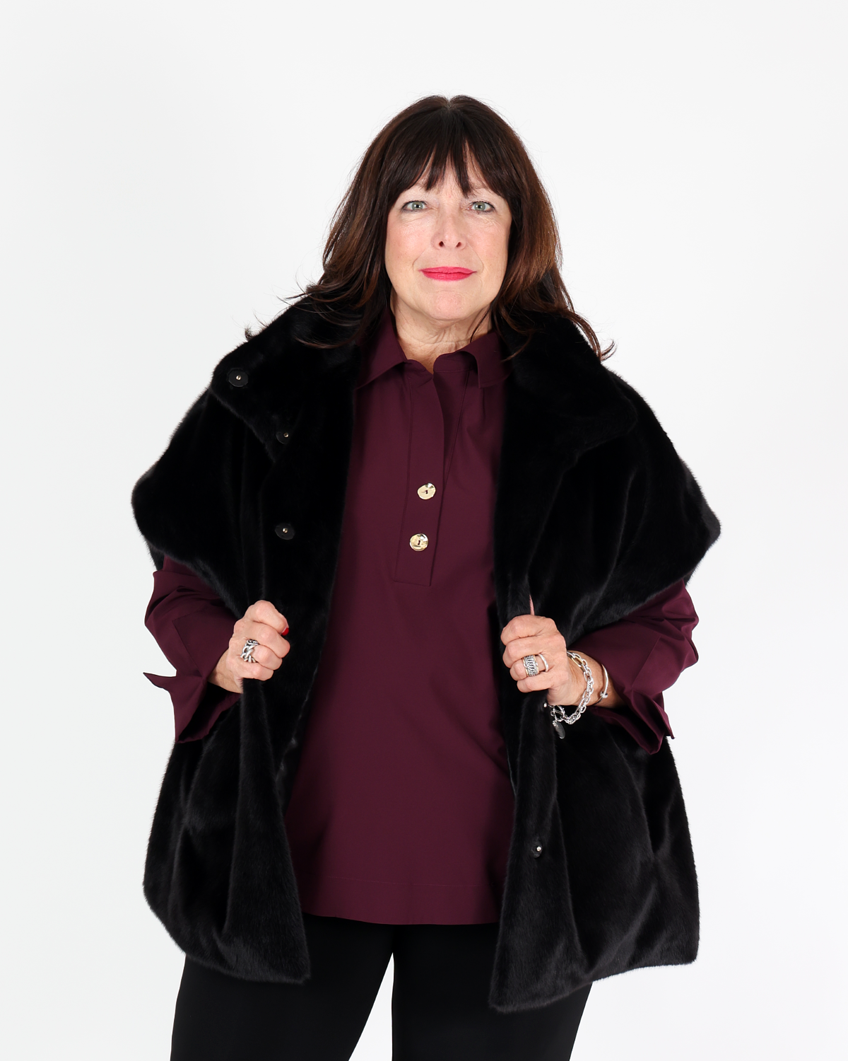 Veste boxy en fausse fourrure à col montant - Joseph Ribkoff