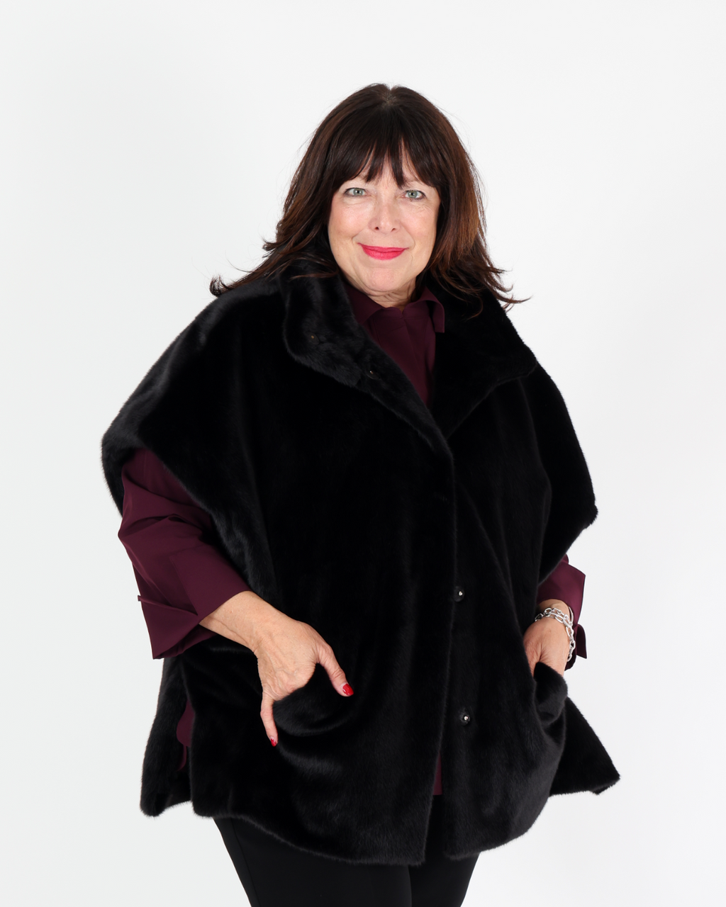 Veste boxy en fausse fourrure à col montant - Joseph Ribkoff