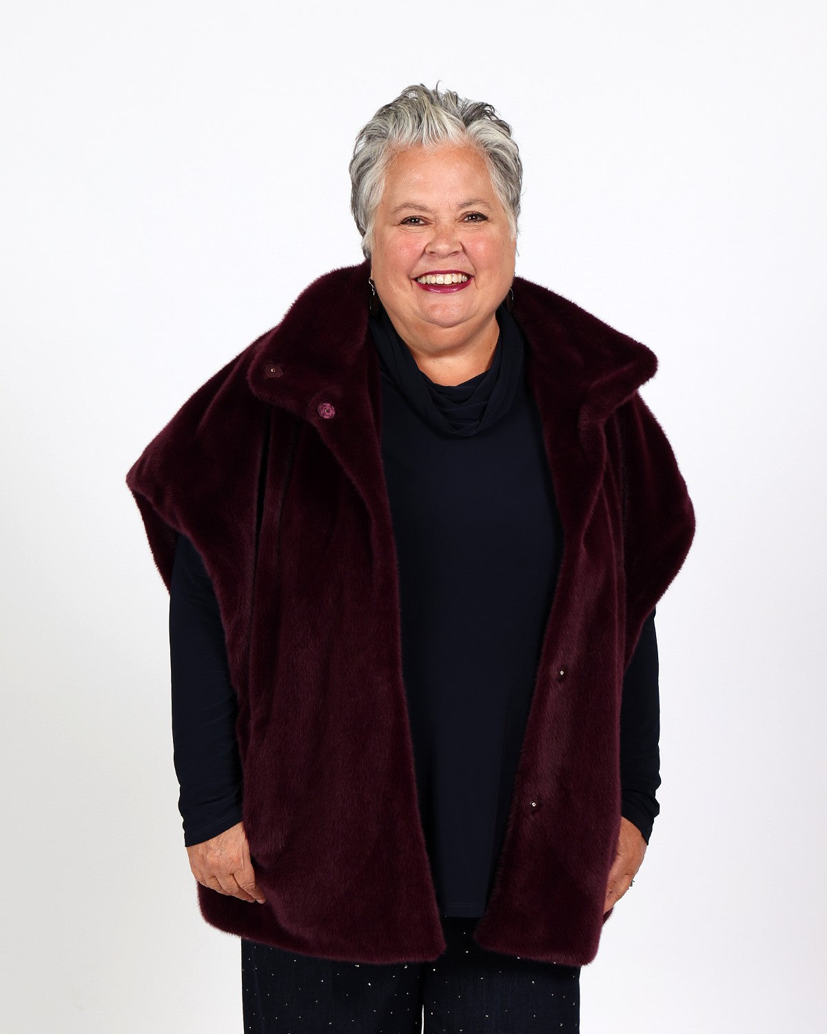 Veste boxy en fausse fourrure à col montant - Joseph Ribkoff