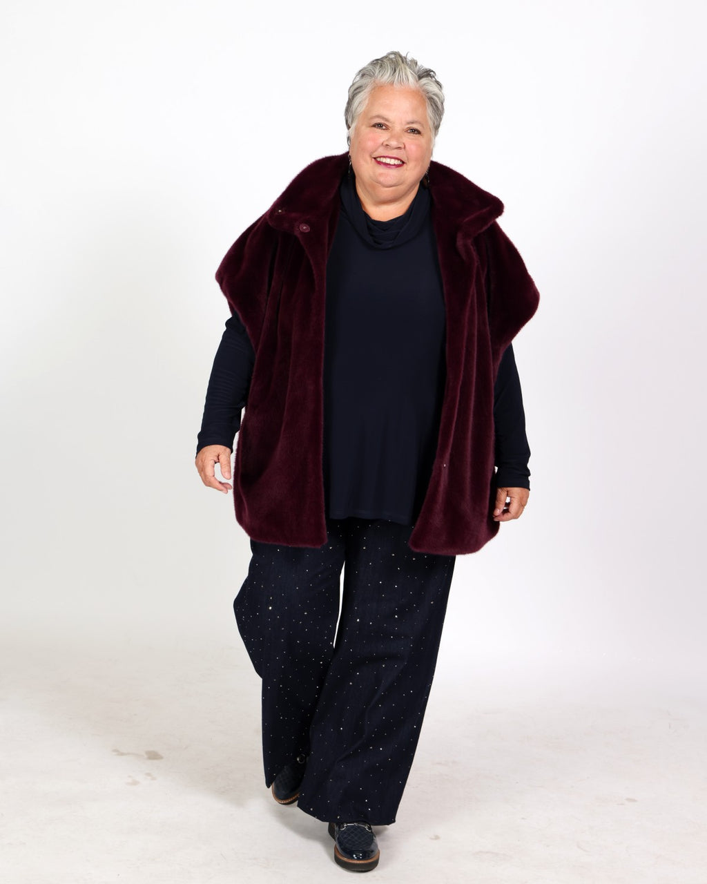 Veste boxy en fausse fourrure à col montant - Joseph Ribkoff