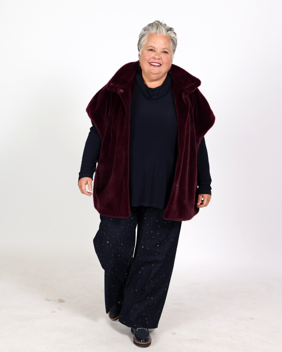 Veste boxy en fausse fourrure à col montant - Joseph Ribkoff