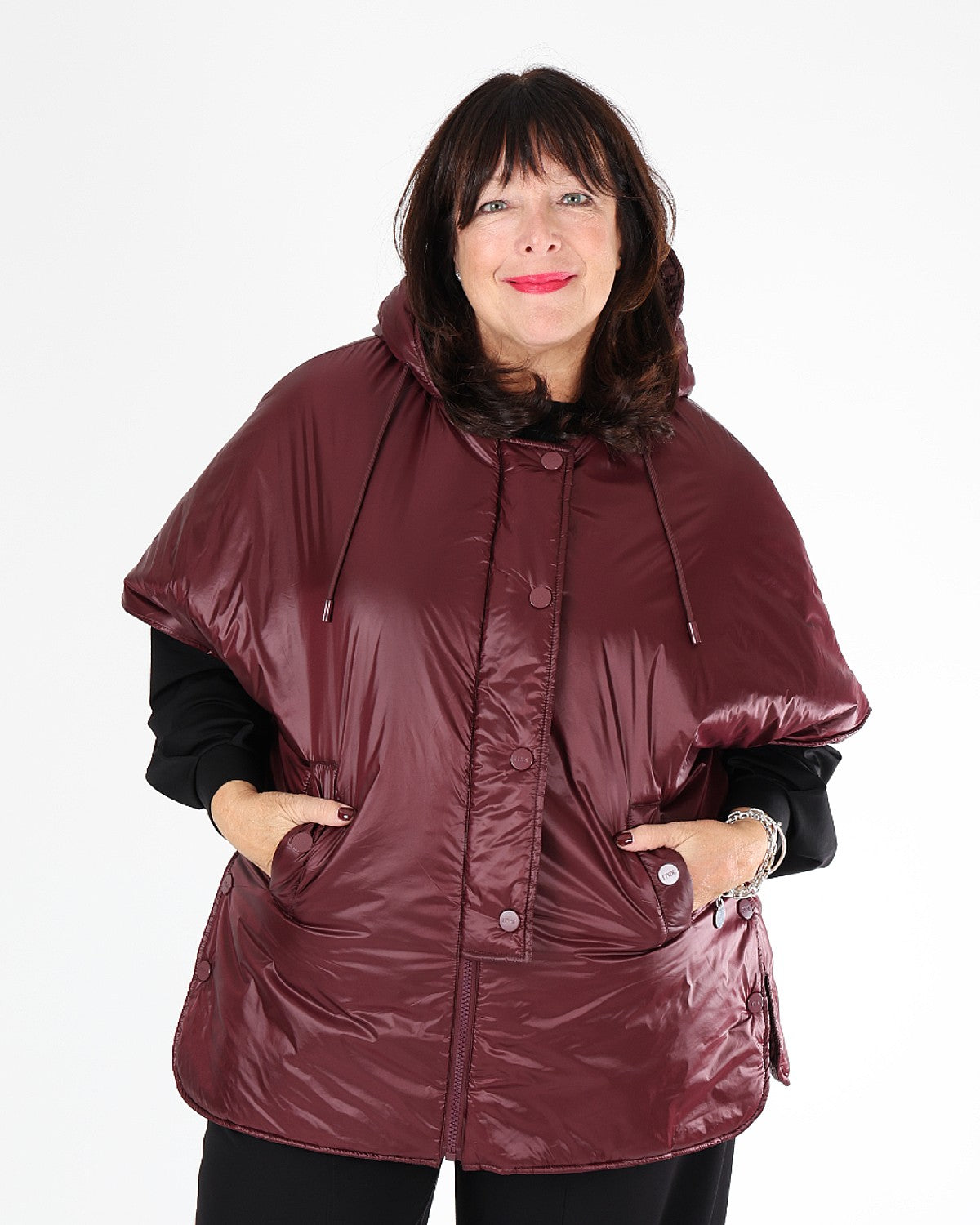 Burgundy quilted hooded jacket – MAT