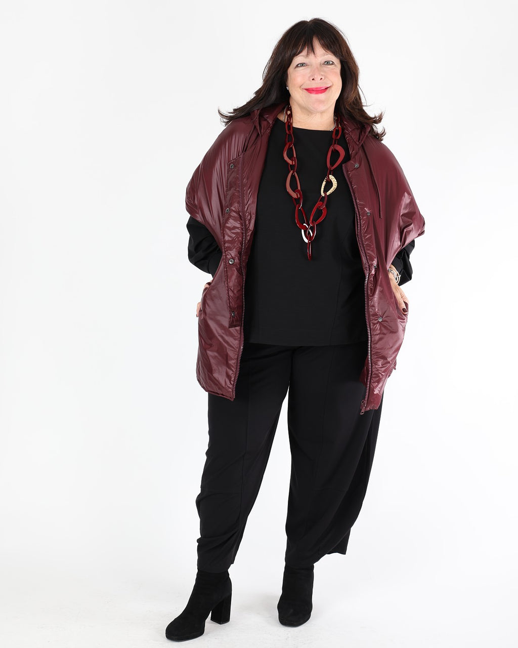 Burgundy quilted hooded jacket – MAT