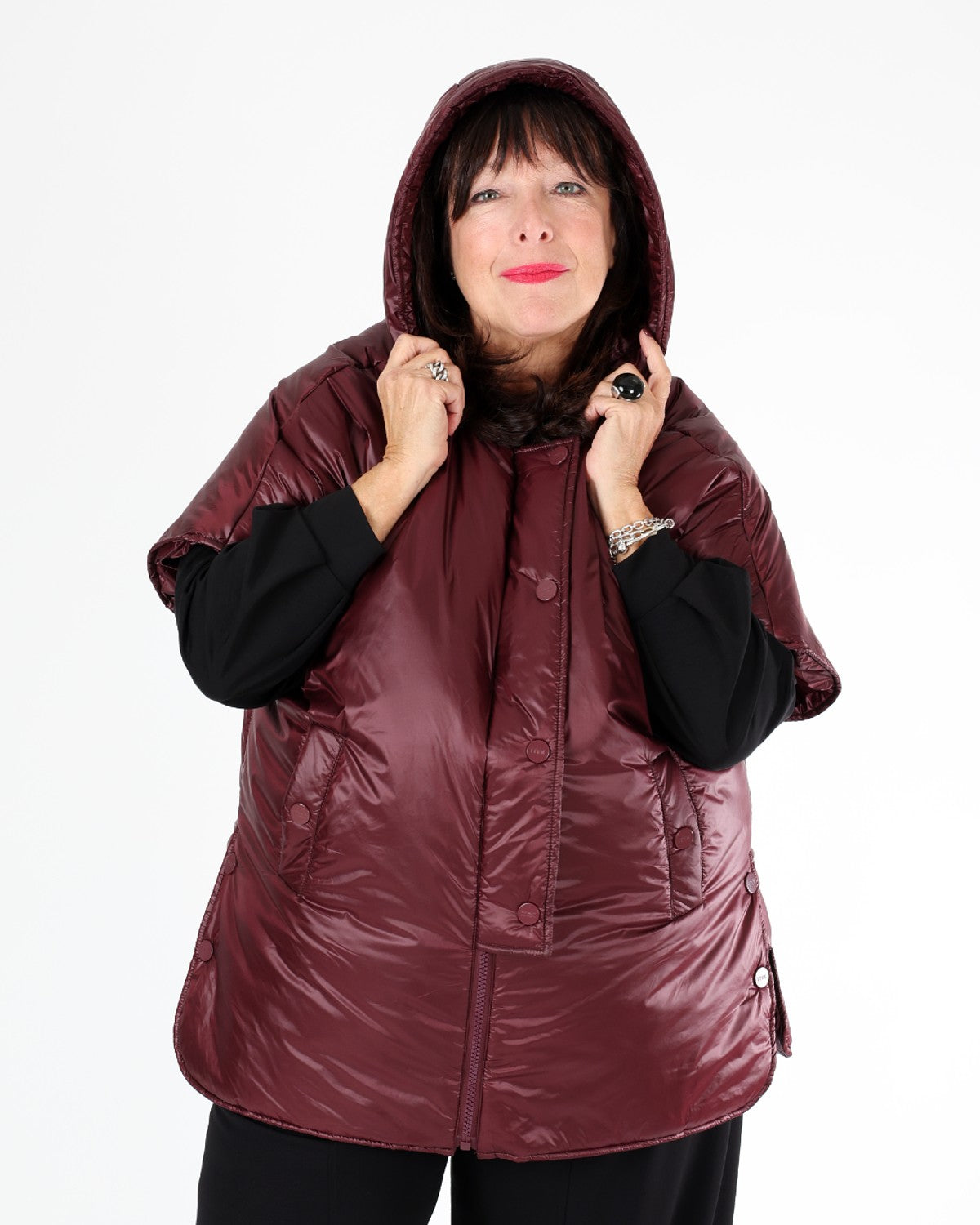 Burgundy quilted hooded jacket – MAT