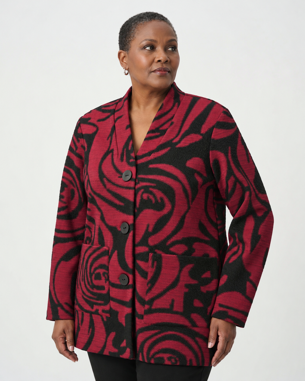 Manteau long à motif floral - Joseph Ribkoff