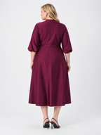 Robe bourgogne cache-cœur fluide en tricot satiné - Joseph Ribkoff