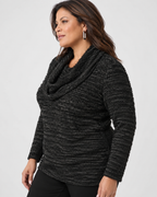 Cowl neck fancy knit tunic - Joseph Ribkoff