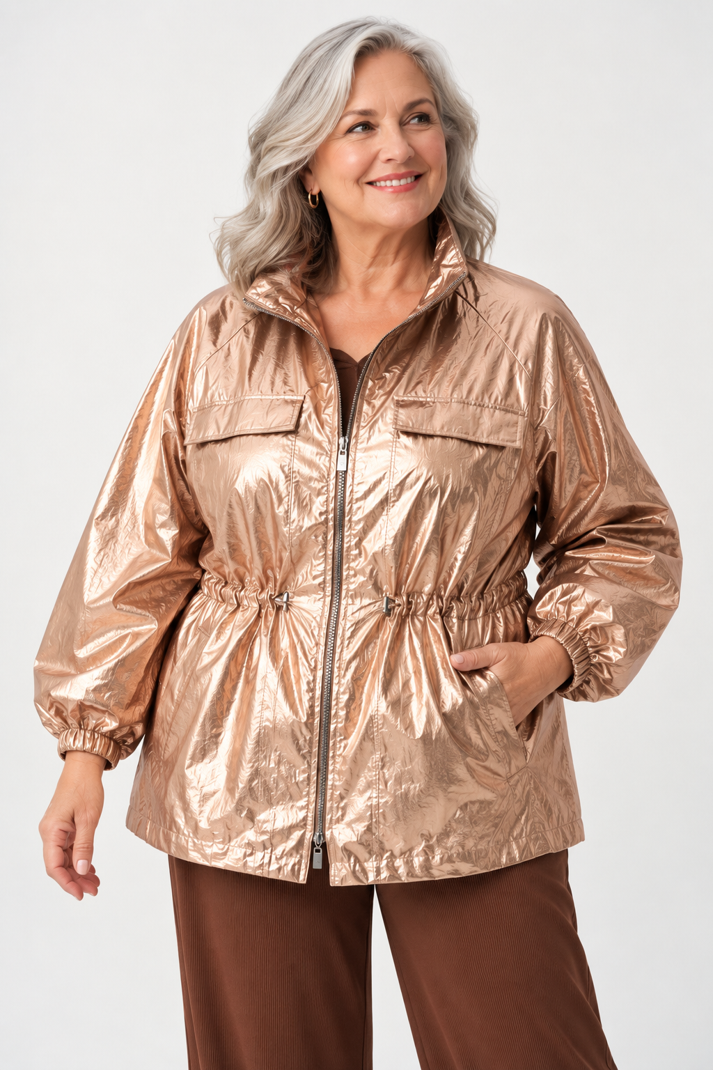 Metallic nylon cocoon jacket - Joseph Ribkoff