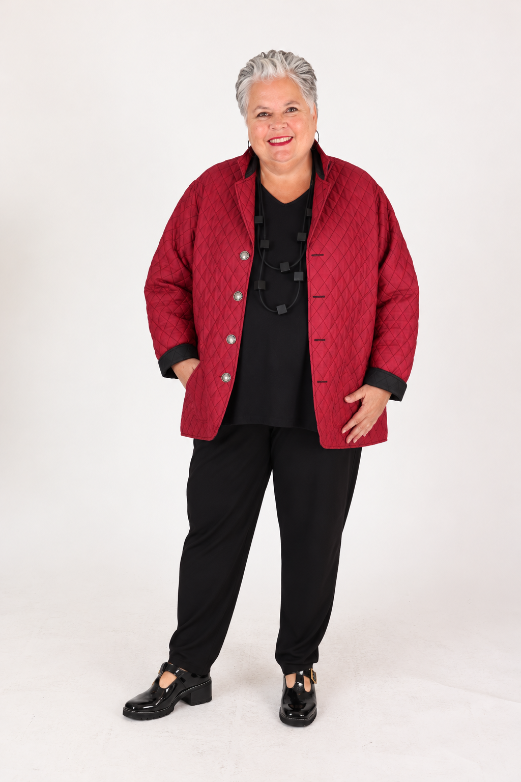 Veste matelassée réversible Bordeaux et Noir – Parsley & Sage