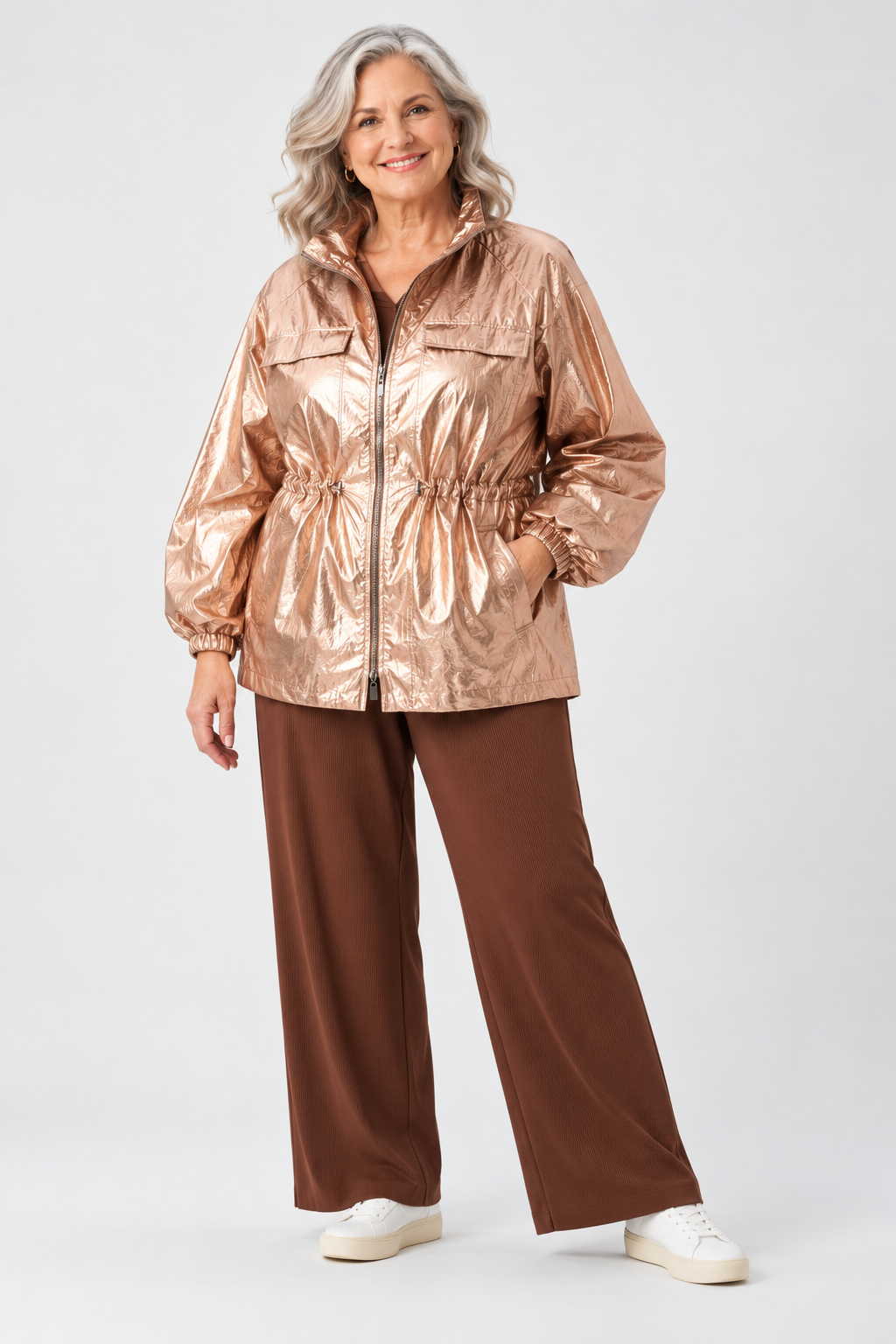 Metallic nylon cocoon jacket - Joseph Ribkoff